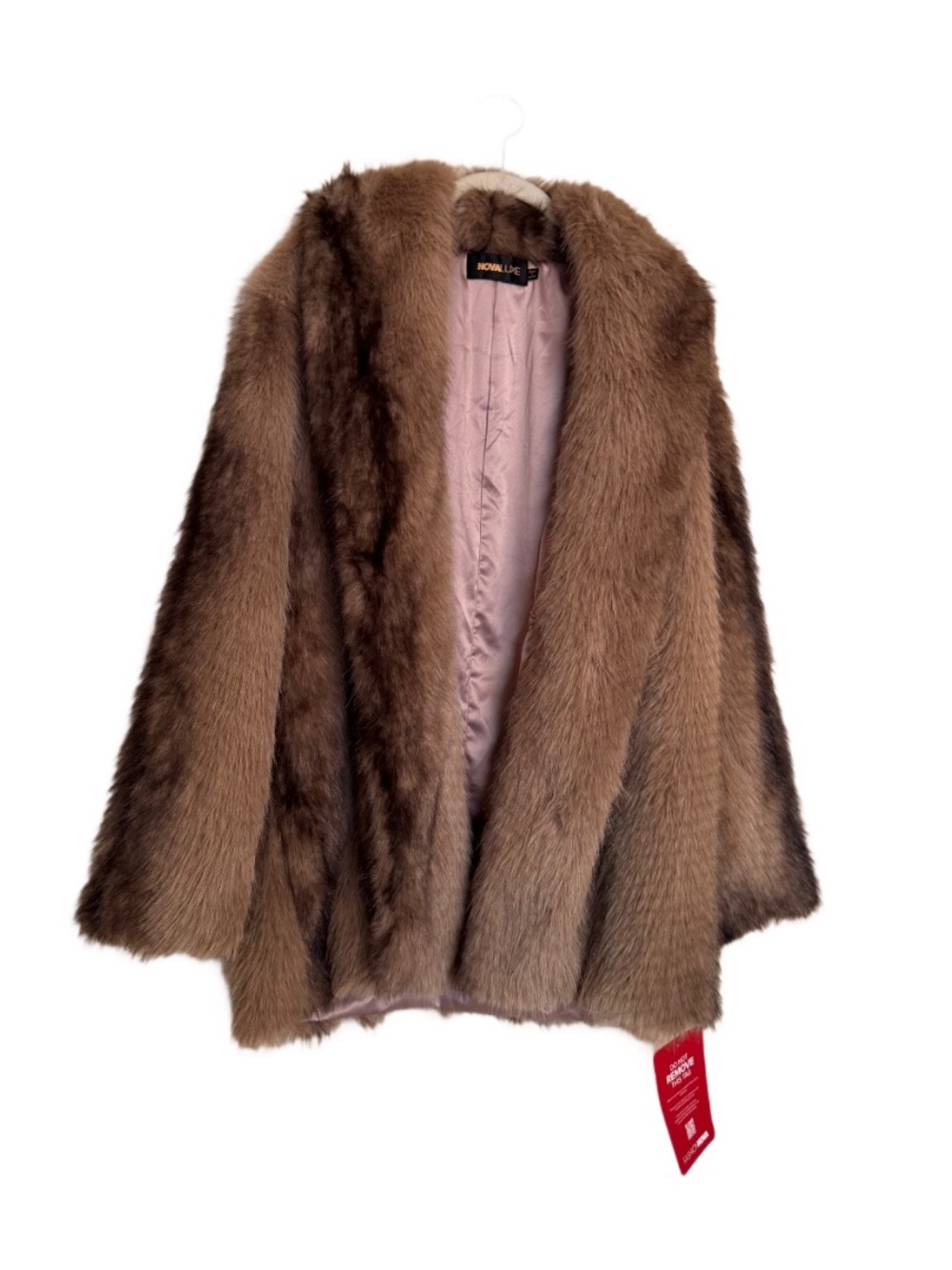 Fashion Nova Coat Womens Medium M Brown Faux Fur Collared Lined Overcoat NWT
